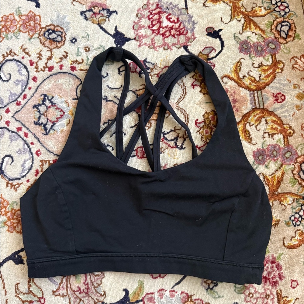 lululemon athletica Black Strappy Sports Bra with Crisscross Back